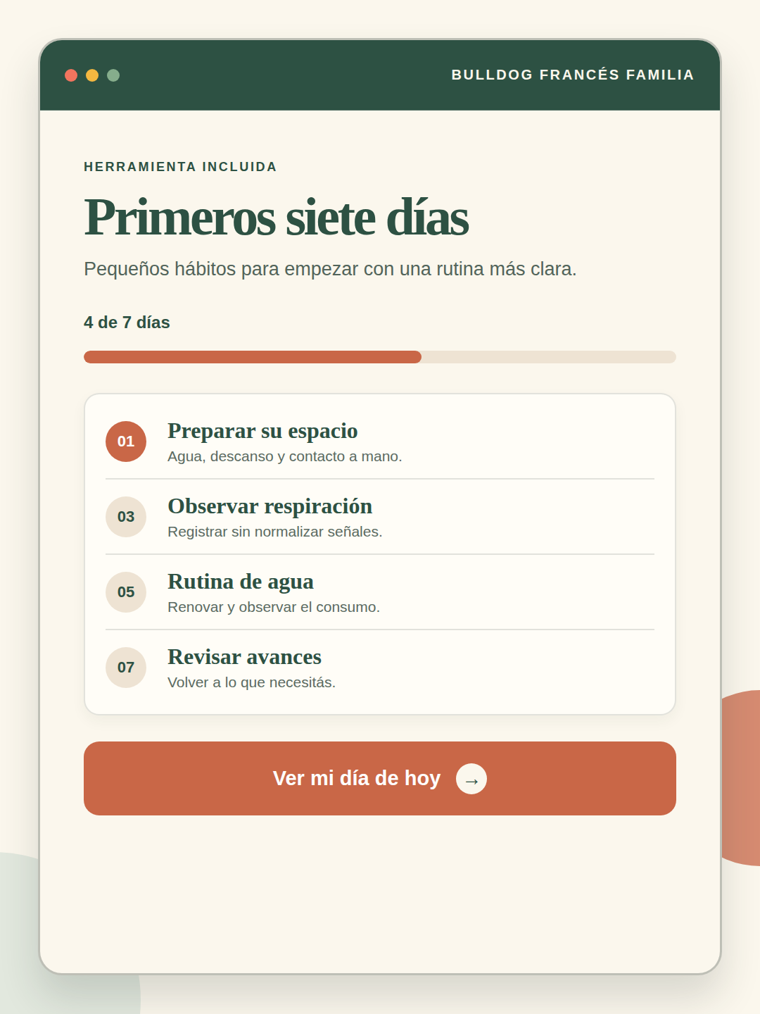 Vista previa de la herramienta Primeros siete días de mejores hábitos